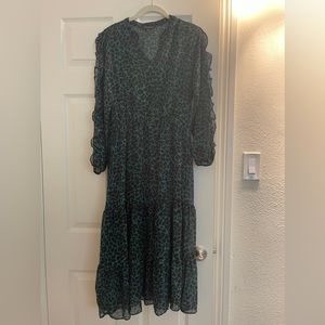 Black & Green Spotted Banana Republic Maxi Dress